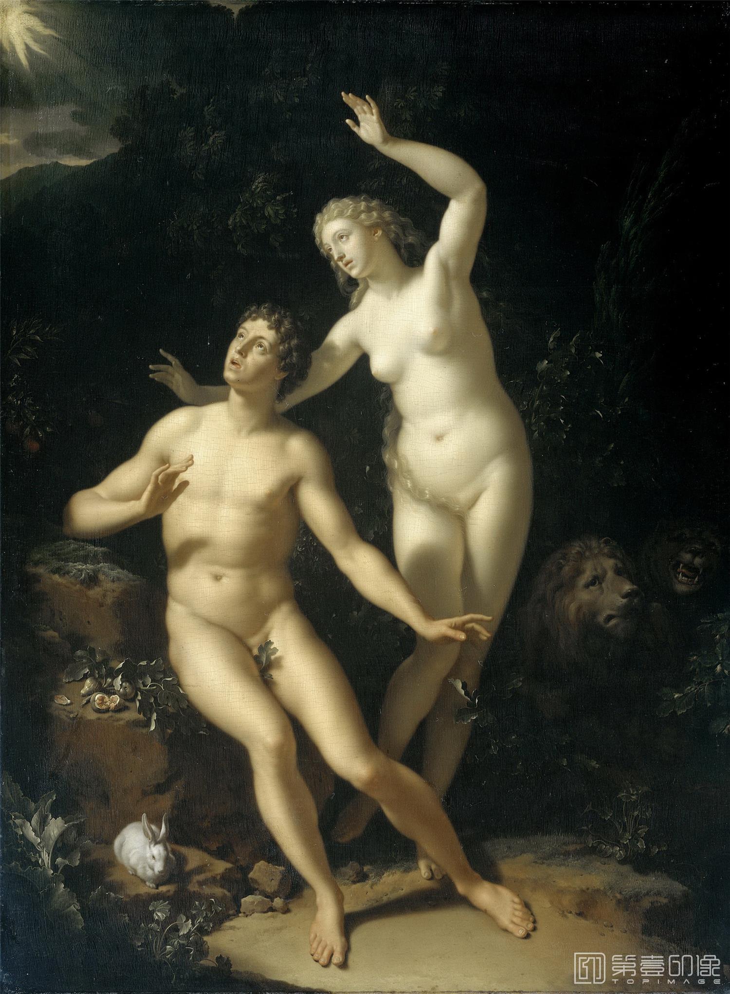 油画-荷兰阿姆斯特丹国家美术馆-Werff Adriaen van der God roept Adam en Eva ter verantwoording 1717-1884